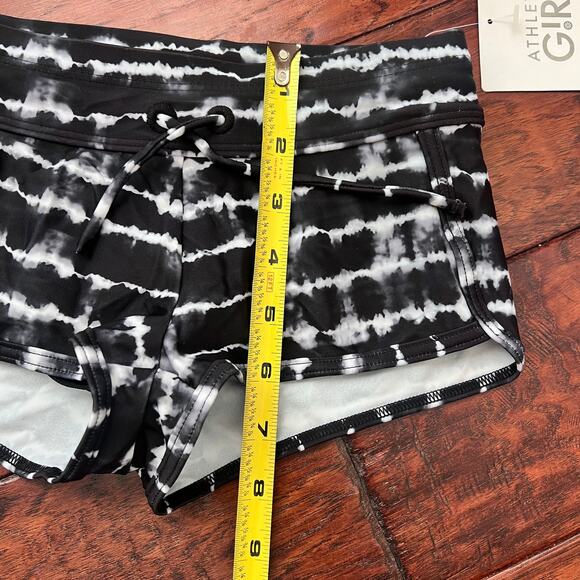 NWT Athleta Girl XS/6 Cannonball Swim Shorts Black White Tie Dye Beach Modest - Picture 6 of 7
